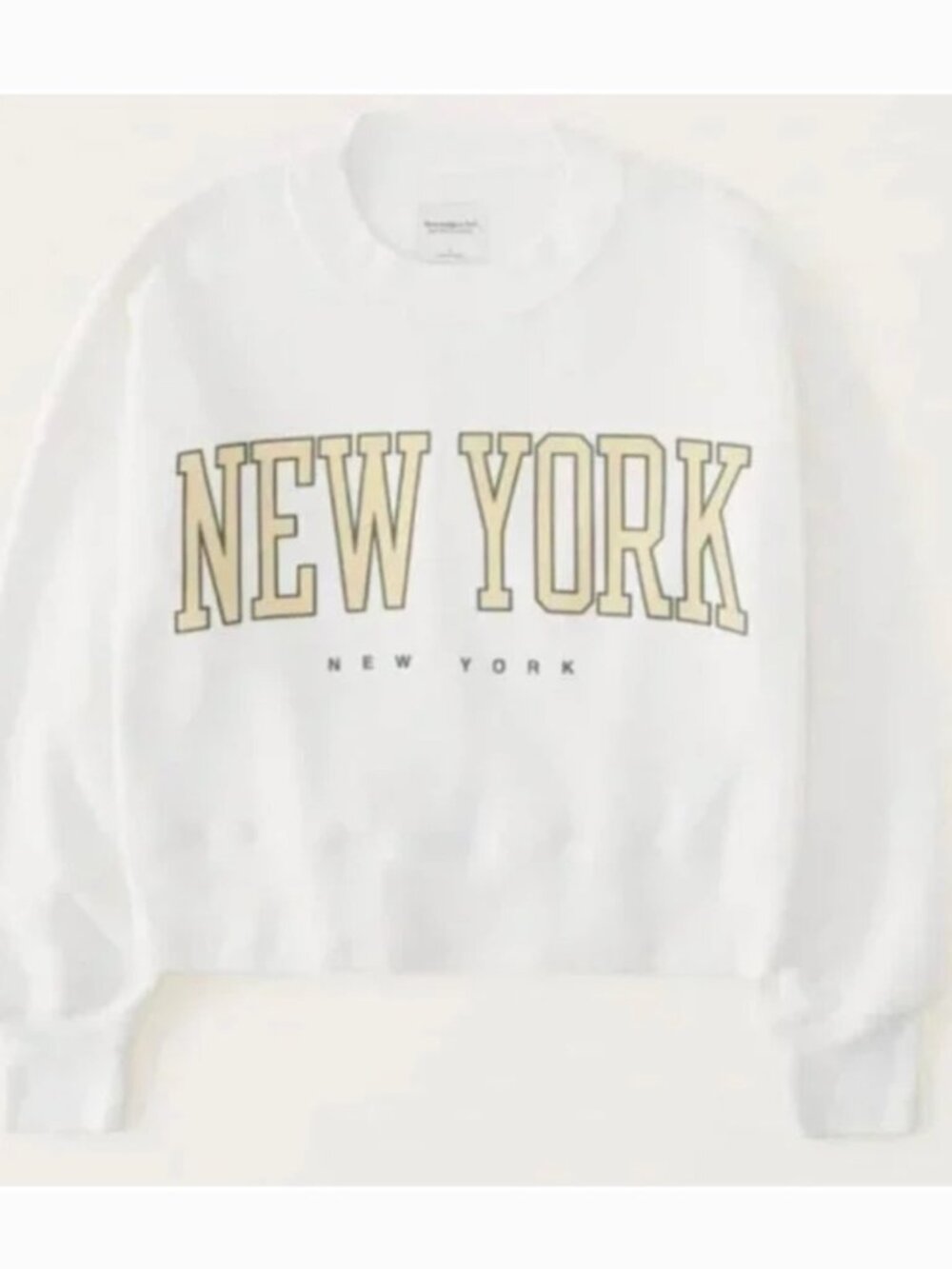 Abercrombie & Fitch White Cropped New York Sweatshirt Size XXS